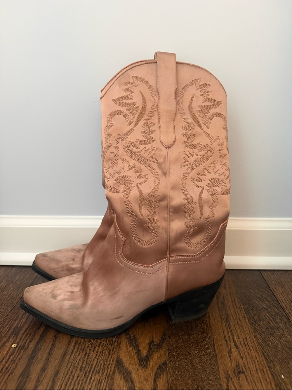 Jeffrey Campbell cowboy boots metallic pink